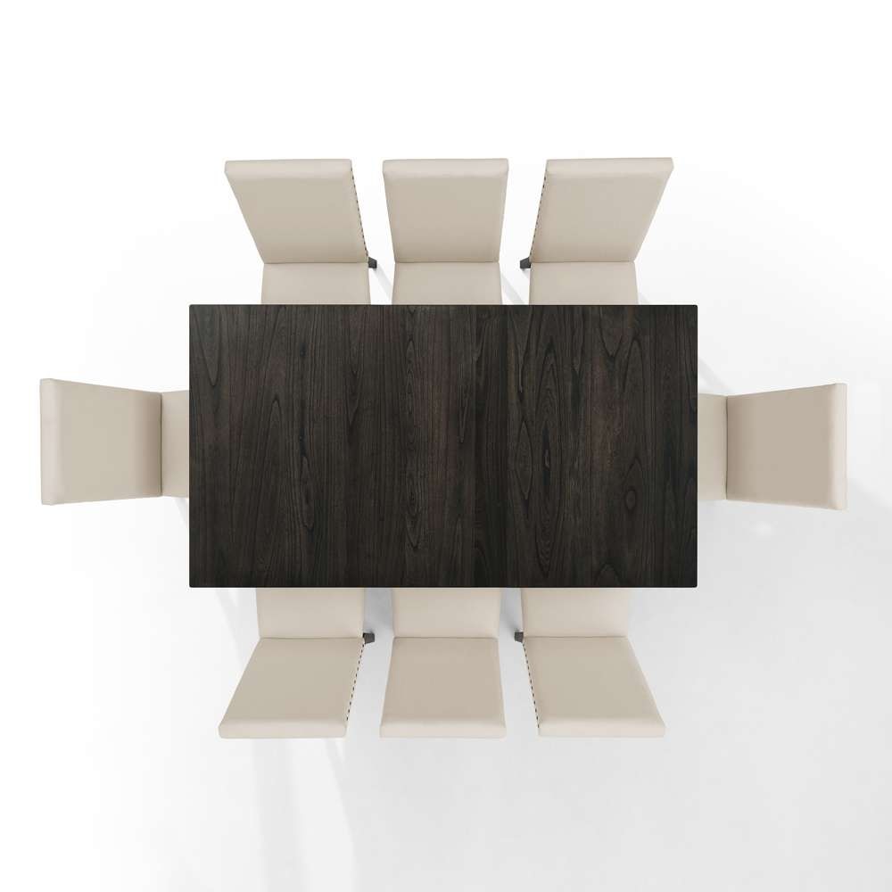 Crosley Furniture - Hayden 9Pc Dining Set Slate/Cream - Table & 8 Upholstered Chairs - KF13073SL veiw 4