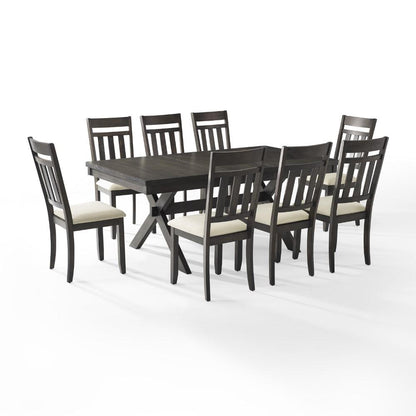 Crosley Furniture - Hayden 9 Piece Dining Set Slate - Table & 8 Slat Back Chairs - KF13022SL veiw 1