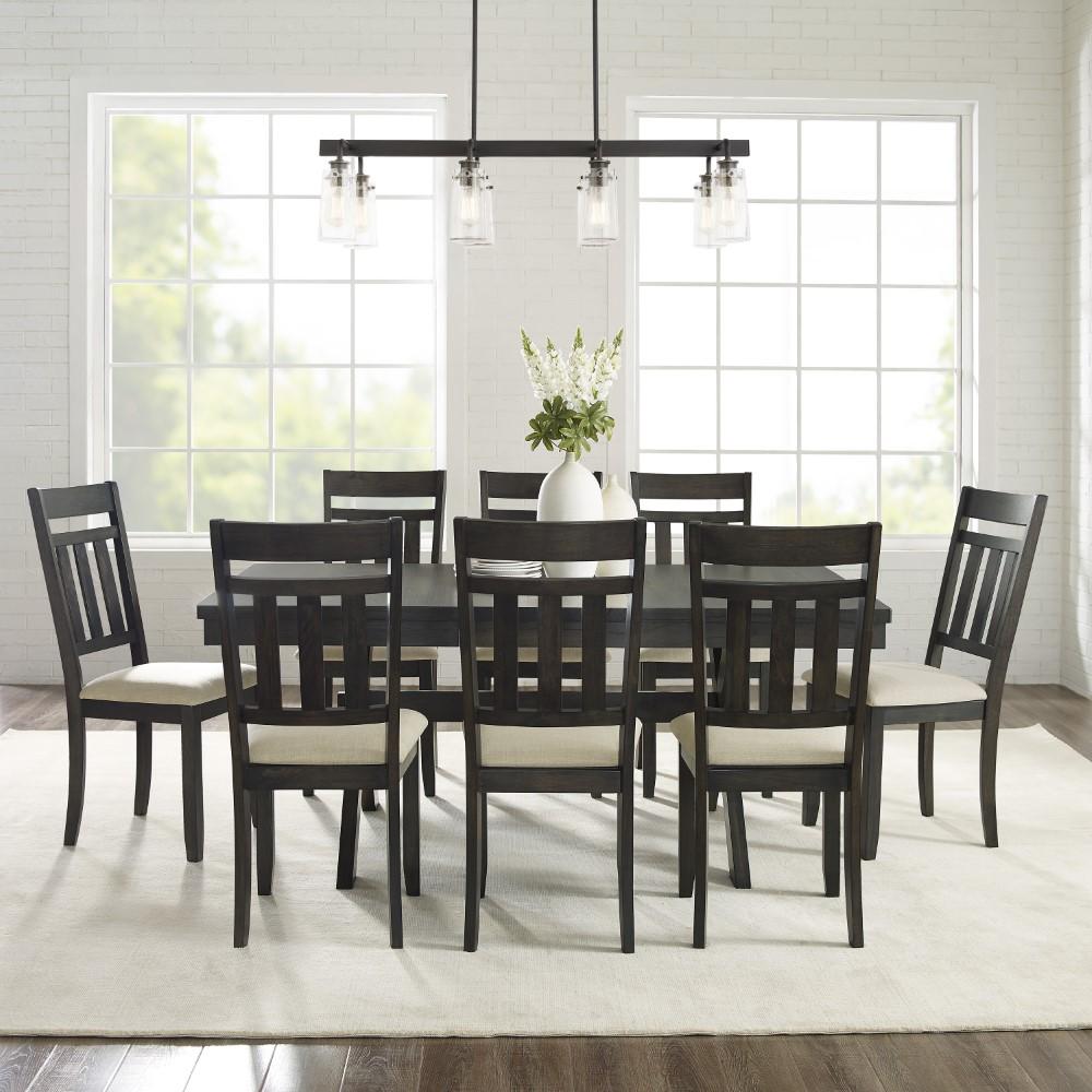 Crosley Furniture - Hayden 9 Piece Dining Set Slate - Table & 8 Slat Back Chairs - KF13022SL veiw 7
