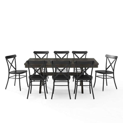 Crosley Furniture - Hayden 9Pc Dining Set W-Camille Chairs Matte Black-  Slate - Table and 8 Chairs - KF20012SL-MB veiw 7