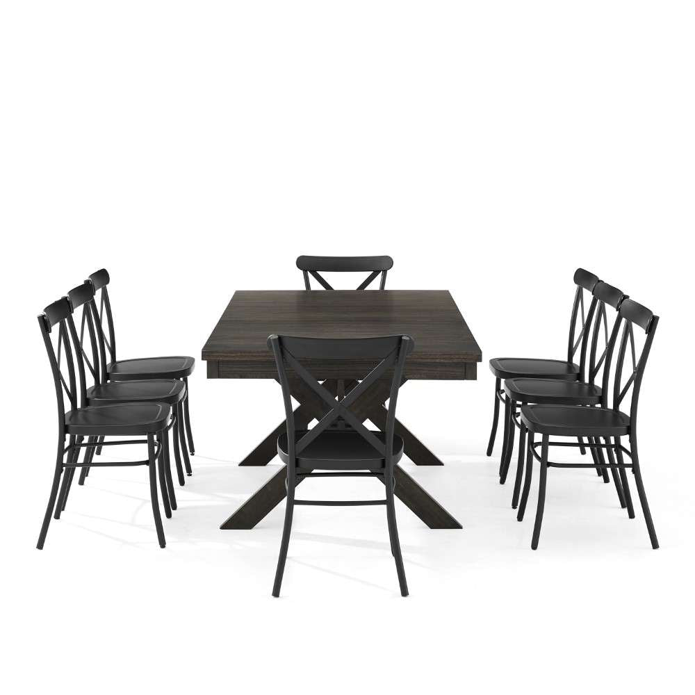 Crosley Furniture - Hayden 9Pc Dining Set W-Camille Chairs Matte Black-  Slate - Table and 8 Chairs - KF20012SL-MB veiw 8