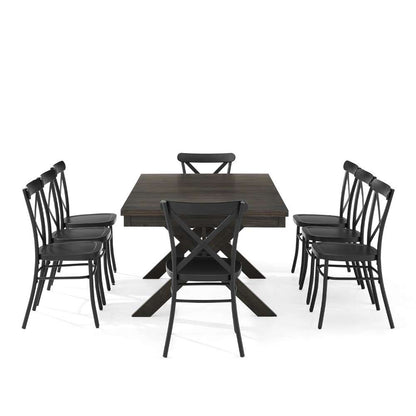 Crosley Furniture - Hayden 9Pc Dining Set W-Camille Chairs Matte Black-  Slate - Table and 8 Chairs - KF20012SL-MB veiw 8