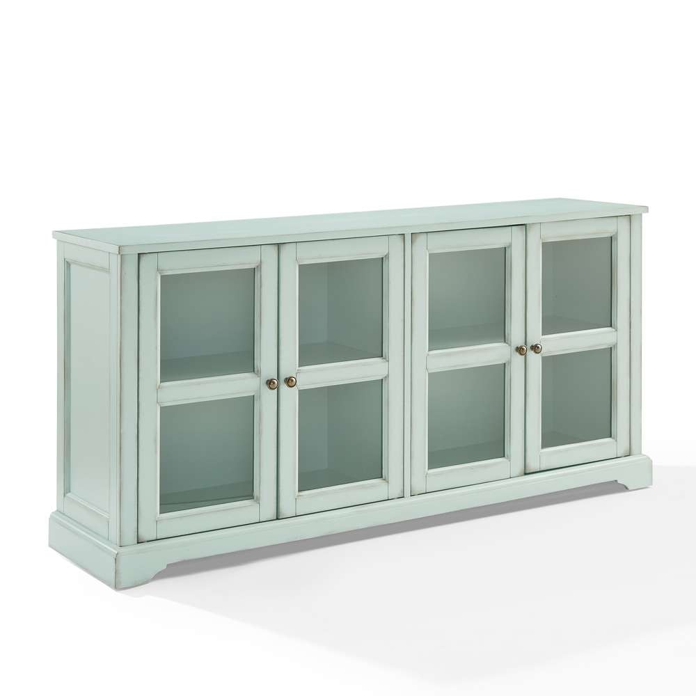 Crosley Furniture - Holbrook Glass Door Sideboard Distressed Seafoam Blue - CF4221-BL veiw 1