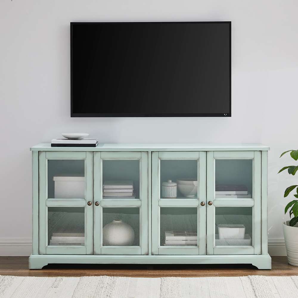 Crosley Furniture - Holbrook Glass Door Sideboard Distressed Seafoam Blue - CF4221-BL veiw 3