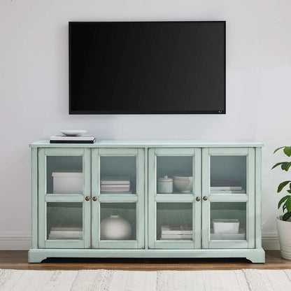 Crosley Furniture - Holbrook Glass Door Sideboard Distressed Seafoam Blue - CF4221-BL veiw 3