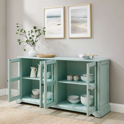 Crosley Furniture - Holbrook Glass Door Sideboard Distressed Seafoam Blue - CF4221-BL veiw 4