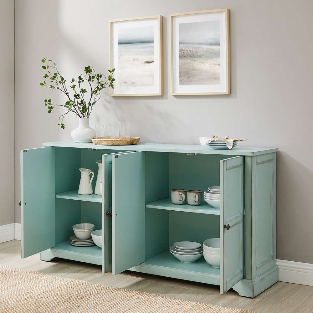 Crosley Furniture - Holbrook Sideboard Distressed Seafoam Blue - CF4222-BL veiw 4