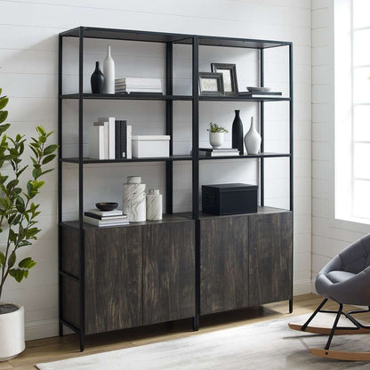 Crosley Furniture - Jacobsen 2Pc Etagere Set Brown Ash/Matte Black - 2 Large Etageres - KF13090BR veiw 1