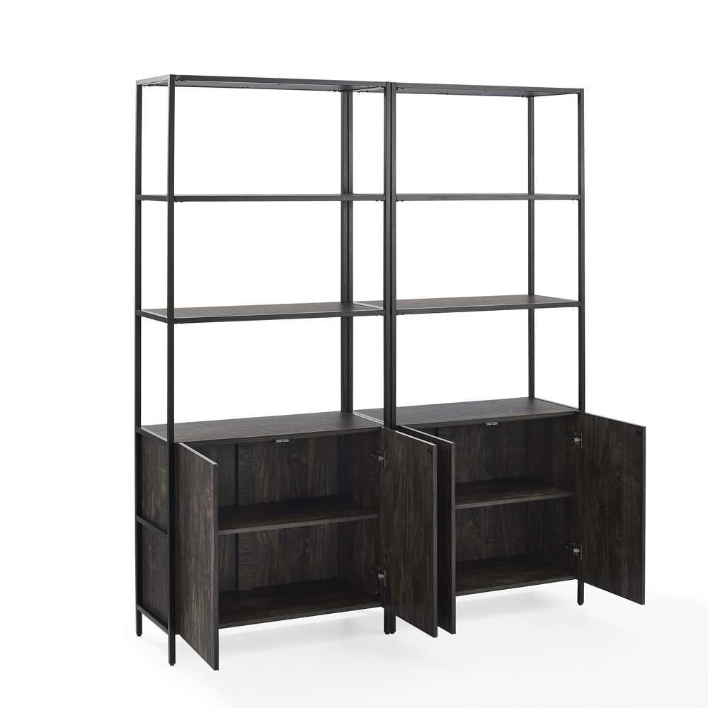 Crosley Furniture - Jacobsen 2Pc Etagere Set Brown Ash/Matte Black - 2 Large Etageres - KF13090BR veiw 4