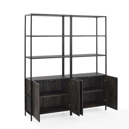 Crosley Furniture - Jacobsen 2Pc Etagere Set Brown Ash/Matte Black - 2 Large Etageres - KF13090BR veiw 4