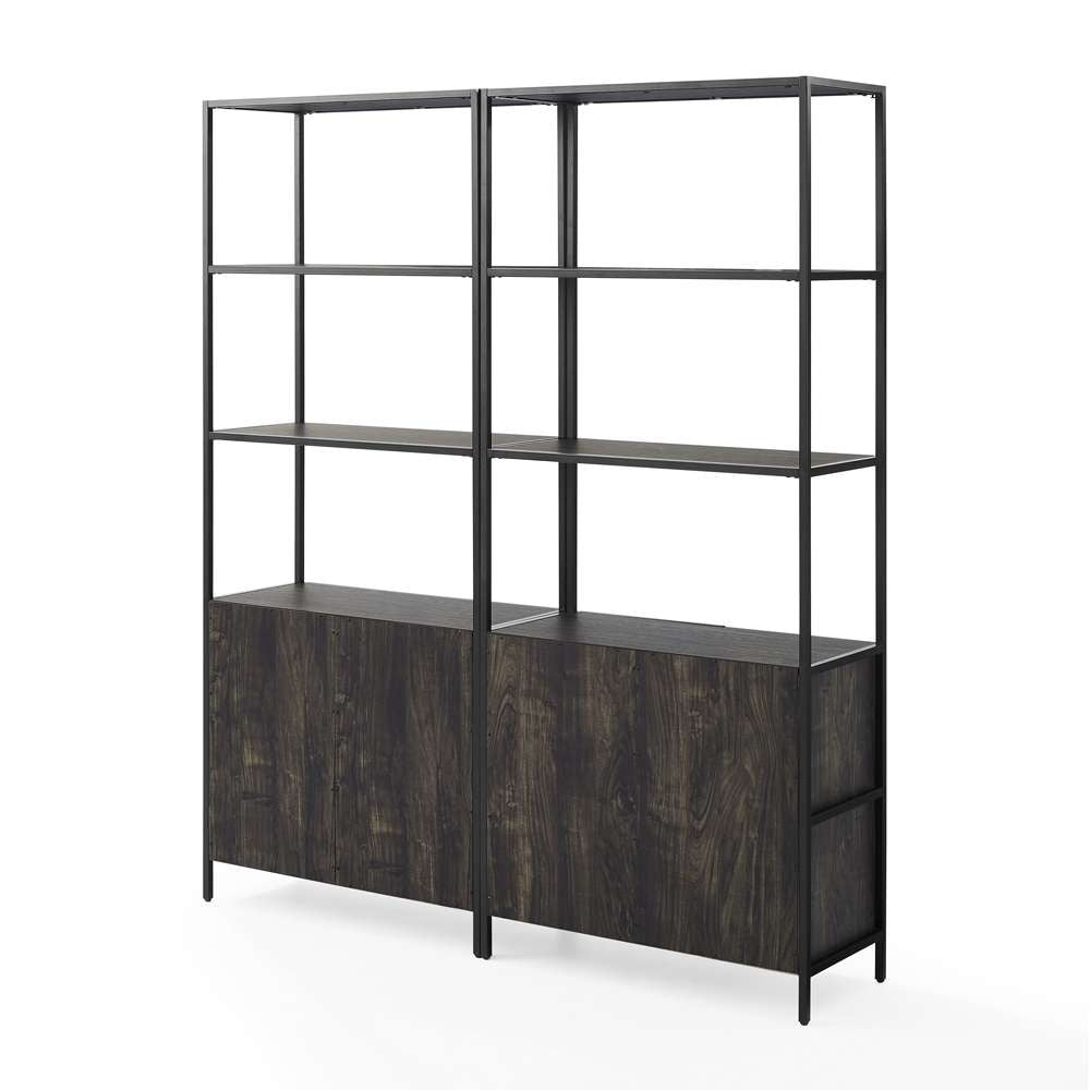 Crosley Furniture - Jacobsen 2Pc Etagere Set Brown Ash/Matte Black - 2 Large Etageres - KF13090BR veiw 5