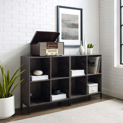 Crosley Furniture - Jacobsen 2Pc Record Storage Cube Bookcase Set Brown Ash/Matte Black - 2 Bookcases - KF13059BR veiw 1