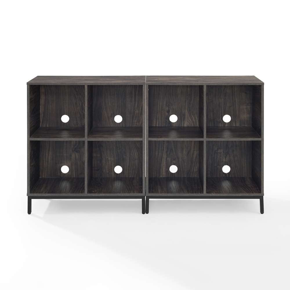 Crosley Furniture - Jacobsen 2Pc Record Storage Cube Bookcase Set Brown Ash/Matte Black - 2 Bookcases - KF13059BR veiw 3