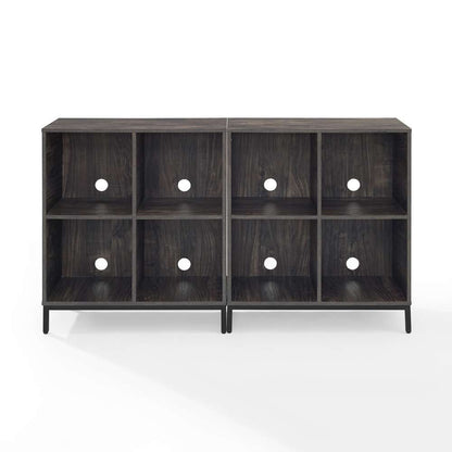 Crosley Furniture - Jacobsen 2Pc Record Storage Cube Bookcase Set Brown Ash/Matte Black - 2 Bookcases - KF13059BR veiw 3