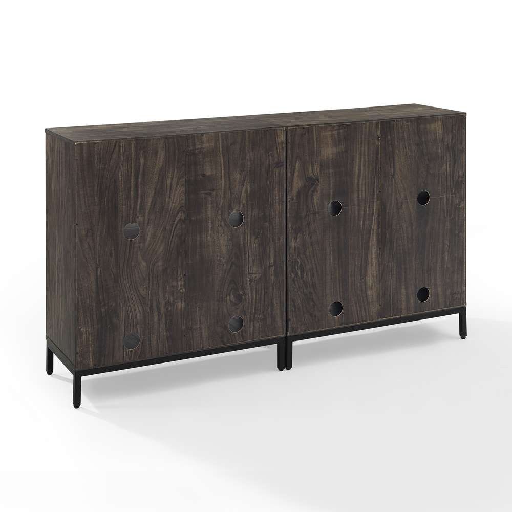 Crosley Furniture - Jacobsen 2Pc Record Storage Cube Bookcase Set Brown Ash/Matte Black - 2 Bookcases - KF13059BR veiw 4
