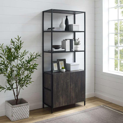 Crosley Furniture - Jacobsen Large Etagere Brown Ash/Matte Black - CF1317-BR view 1