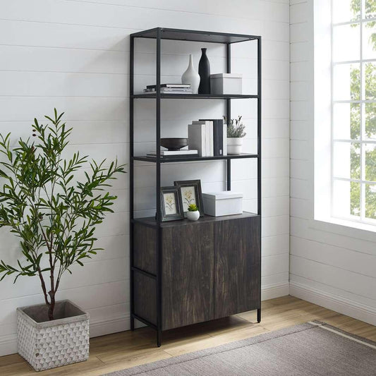 Crosley Furniture - Jacobsen Large Etagere Brown Ash/Matte Black - CF1317-BR view 1