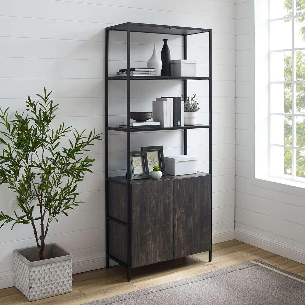 Crosley Furniture - Jacobsen Large Etagere Brown Ash/Matte Black - CF1317-BR veiw 1