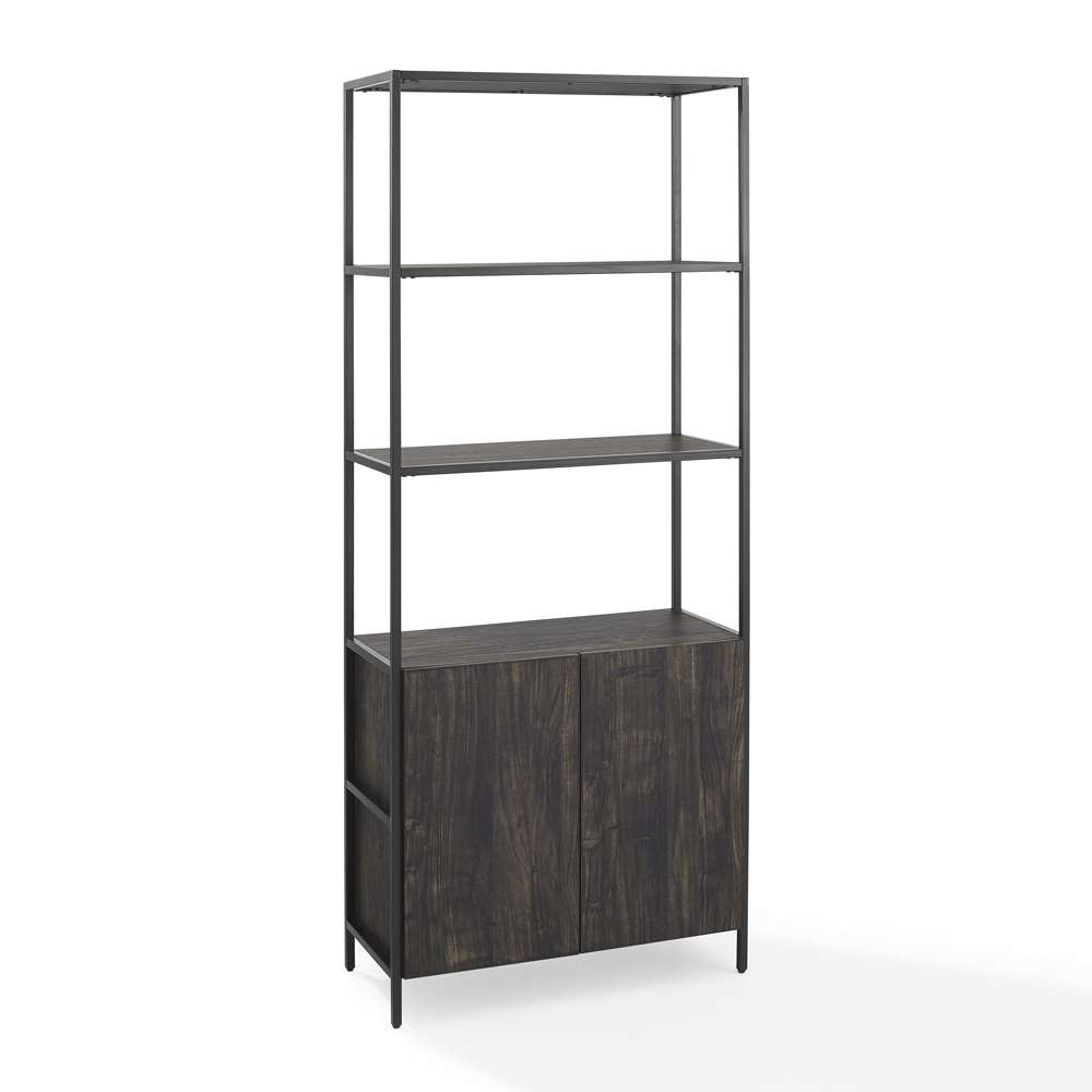 Crosley Furniture - Jacobsen Large Etagere Brown Ash/Matte Black - CF1317-BR veiw 2