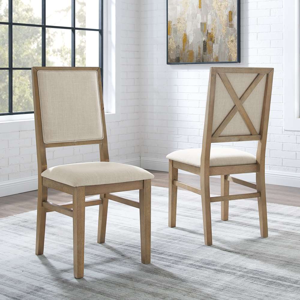 Crosley Furniture - Joanna 2Pc Upholstered Back Chair Set Rustic Brown /Creme - 2 Upholstered Chairs - CF501317-RB veiw 1