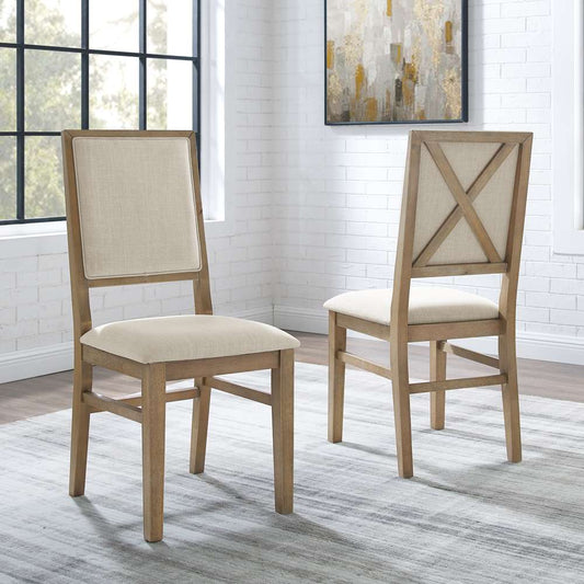 Crosley Furniture - Joanna 2Pc Upholstered Back Chair Set Rustic Brown /Creme - 2 Upholstered Chairs - CF501317-RB veiw 1