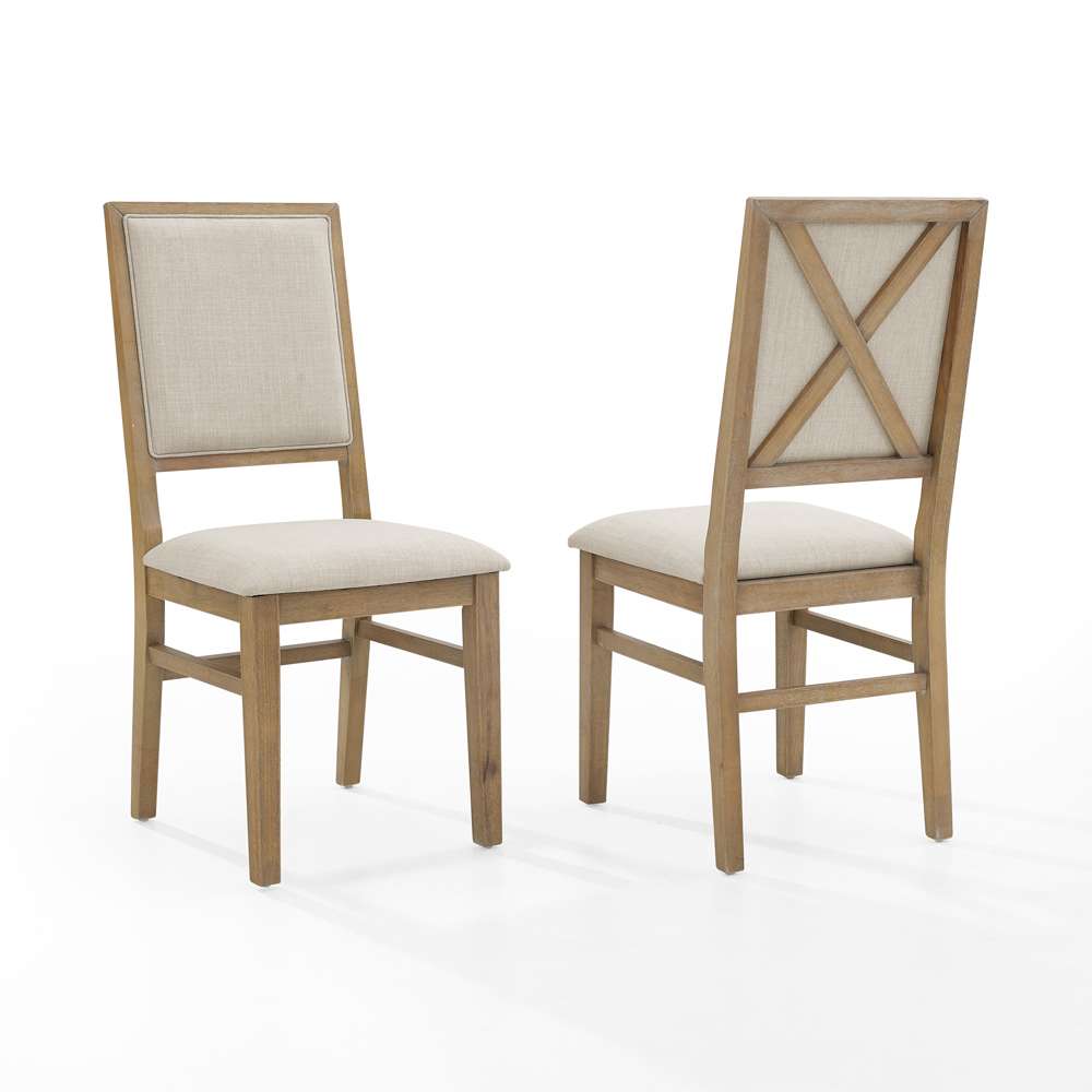 Crosley Furniture - Joanna 2Pc Upholstered Back Chair Set Rustic Brown /Creme - 2 Upholstered Chairs - CF501317-RB veiw 2