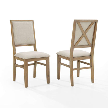 Crosley Furniture - Joanna 2Pc Upholstered Back Chair Set Rustic Brown /Creme - 2 Upholstered Chairs - CF501317-RB veiw 2