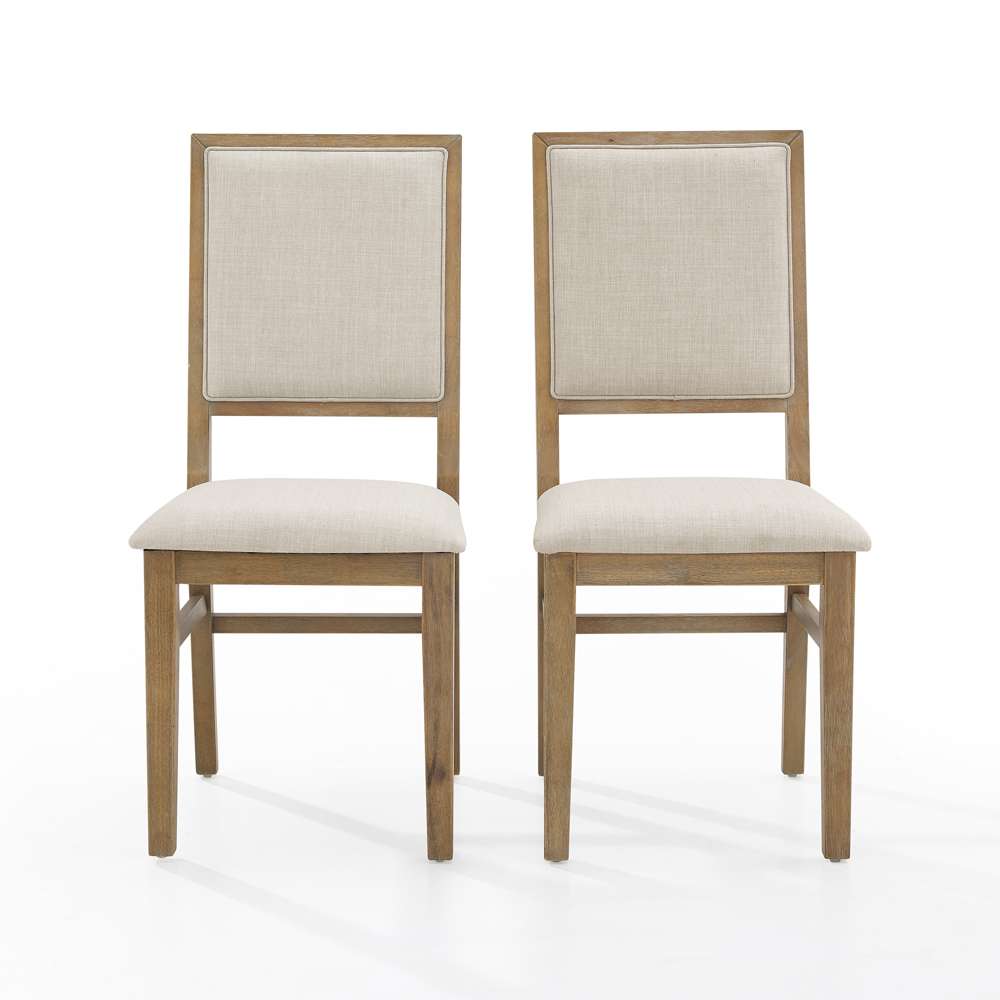 Crosley Furniture - Joanna 2Pc Upholstered Back Chair Set Rustic Brown /Creme - 2 Upholstered Chairs - CF501317-RB veiw 4