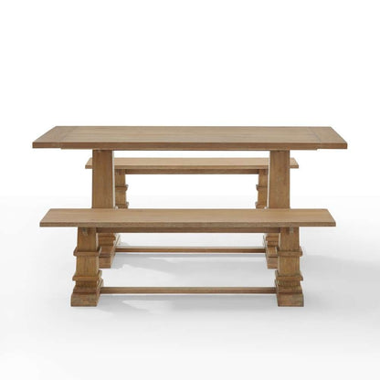 Crosley Furniture - Joanna 3Pc Dining Set Rustic Brown - Table and 2 Benches - KF20019RB veiw 6