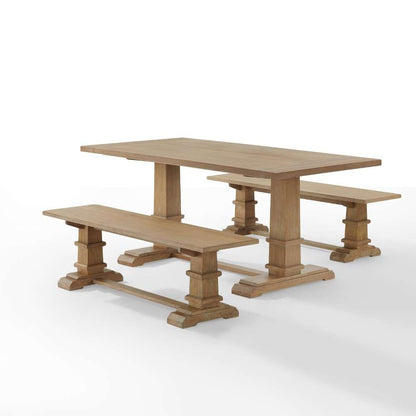 Crosley Furniture - Joanna 3Pc Dining Set Rustic Brown - Table and 2 Benches - KF20019RB veiw 7