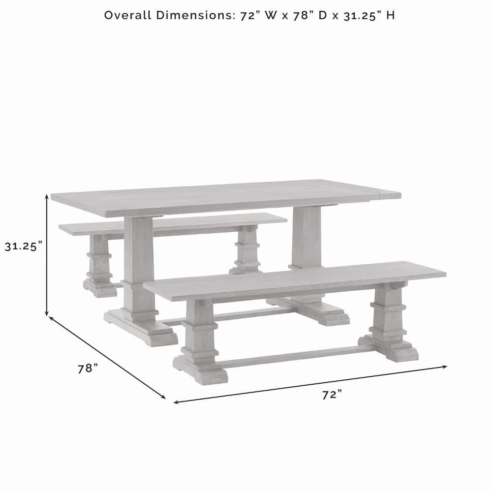 Crosley Furniture - Joanna 3Pc Dining Set Rustic Brown - Table and 2 Benches - KF20019RB veiw 9