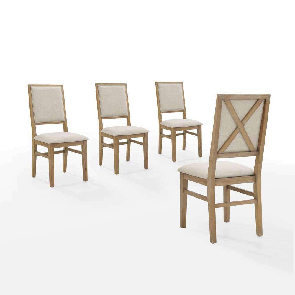Crosley Furniture - Joanna 4-Piece Upholstered Back Dining Chair Set Rustic Brown/Cream - 4 Chairs - KF20025RB veiw 1