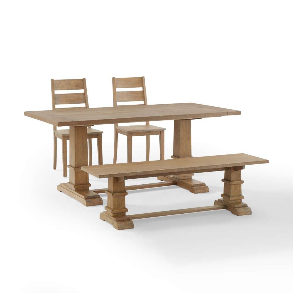 Crosley Furniture - Joanna 4Pc Dining Set Rustic Brown - Table, Bench, and 2 Ladder Back Chairs - KF20017RB veiw 5
