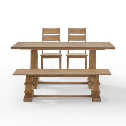 Crosley Furniture - Joanna 4Pc Dining Set Rustic Brown - Table, Bench, and 2 Ladder Back Chairs - KF20017RB veiw 6