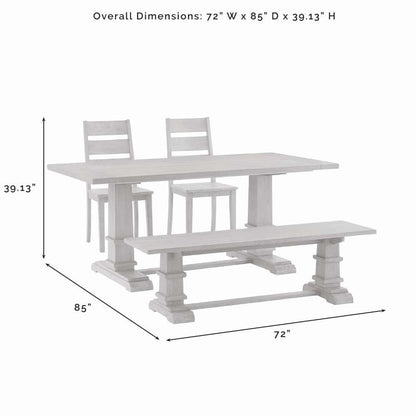 Crosley Furniture - Joanna 4Pc Dining Set Rustic Brown - Table, Bench, and 2 Ladder Back Chairs - KF20017RB veiw 9