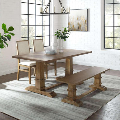 Crosley Furniture - Joanna 4Pc Dining Set Rustic Brown - Table, Bench, and 2 Upholstered Chairs - KF20018RB veiw 1