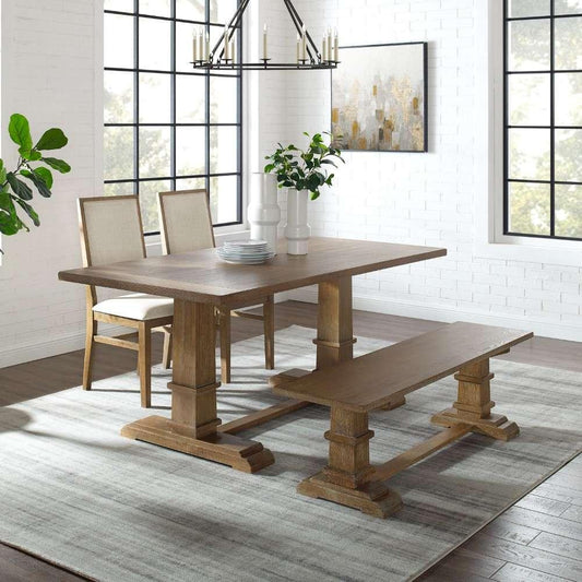 Crosley Furniture - Joanna 4Pc Dining Set Rustic Brown - Table, Bench, and 2 Upholstered Chairs - KF20018RB veiw 1