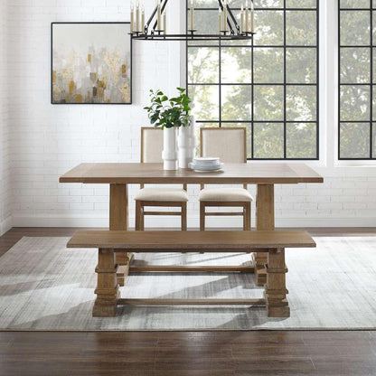 Crosley Furniture - Joanna 4Pc Dining Set Rustic Brown - Table, Bench, and 2 Upholstered Chairs - KF20018RB veiw 2