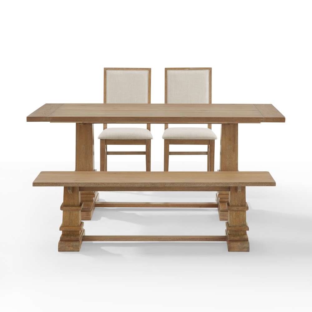 Crosley Furniture - Joanna 4Pc Dining Set Rustic Brown - Table, Bench, and 2 Upholstered Chairs - KF20018RB veiw 7