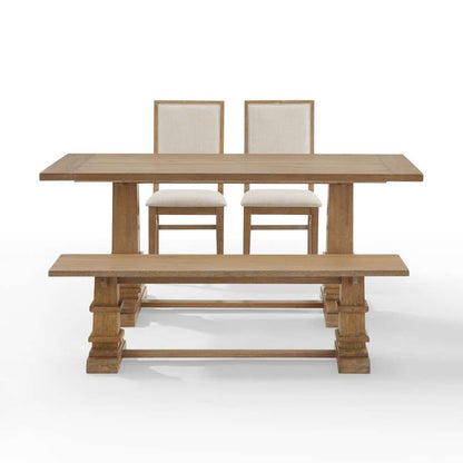 Crosley Furniture - Joanna 4Pc Dining Set Rustic Brown - Table, Bench, and 2 Upholstered Chairs - KF20018RB veiw 7