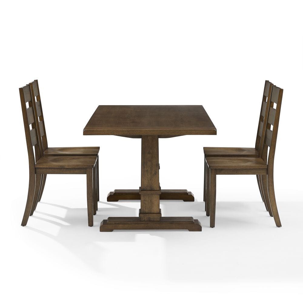 Crosley Furniture - Joanna 5-Piece Dining Table Set For 4 - Table & 4 Ladder-Back Chairs - KF13064DO-DO view 3