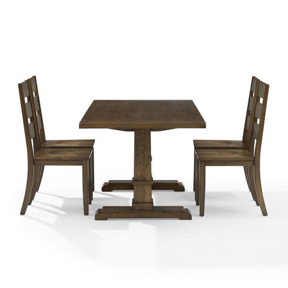 Crosley Furniture - Joanna 5-Piece Dining Table Set For 4 - Table & 4 Ladder-Back Chairs - KF13064DO-DO view 3