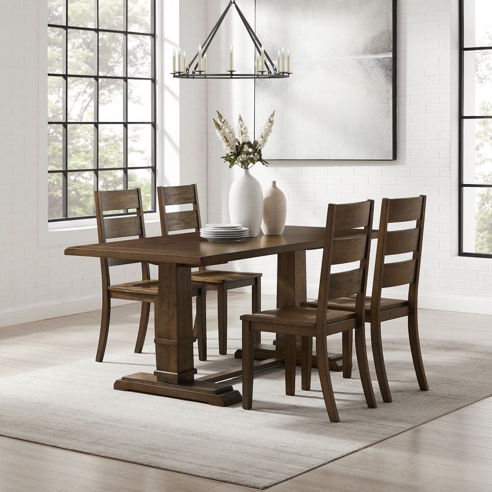 Crosley Furniture - Joanna 5-Piece Dining Table Set For 4 - Table & 4 Ladder-Back Chairs - KF13064DO-DO view 6