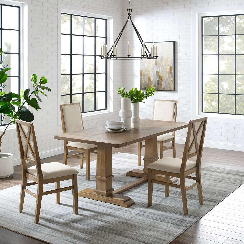 Crosley Furniture - Joanna 5Pc Dining Set Rustic Brown /Creme - Table & 4 Upholstered Back Chairs - KF13065RB-RB veiw 1
