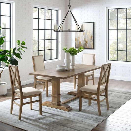 Crosley Furniture - Joanna 5Pc Dining Set Rustic Brown /Creme - Table & 4 Upholstered Back Chairs - KF13065RB-RB veiw 1