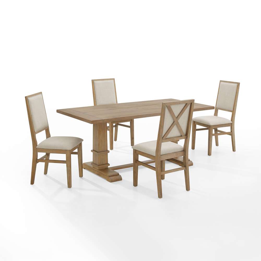 Crosley Furniture - Joanna 5Pc Dining Set Rustic Brown /Creme - Table & 4 Upholstered Back Chairs - KF13065RB-RB veiw 2