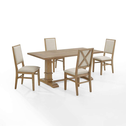 Crosley Furniture - Joanna 5Pc Dining Set Rustic Brown /Creme - Table & 4 Upholstered Back Chairs - KF13065RB-RB veiw 2