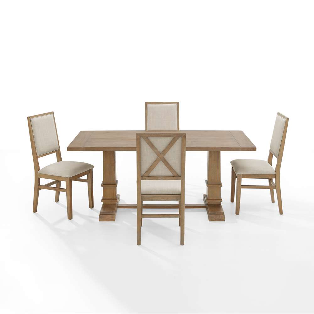 Crosley Furniture - Joanna 5Pc Dining Set Rustic Brown /Creme - Table & 4 Upholstered Back Chairs - KF13065RB-RB veiw 3