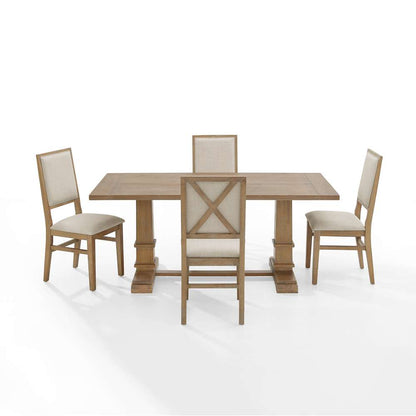 Crosley Furniture - Joanna 5Pc Dining Set Rustic Brown /Creme - Table & 4 Upholstered Back Chairs - KF13065RB-RB veiw 3