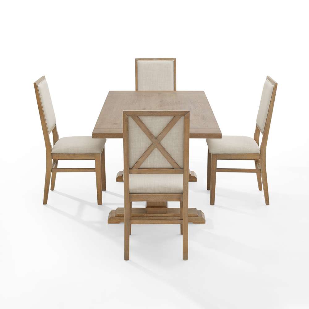 Crosley Furniture - Joanna 5Pc Dining Set Rustic Brown /Creme - Table & 4 Upholstered Back Chairs - KF13065RB-RB veiw 4